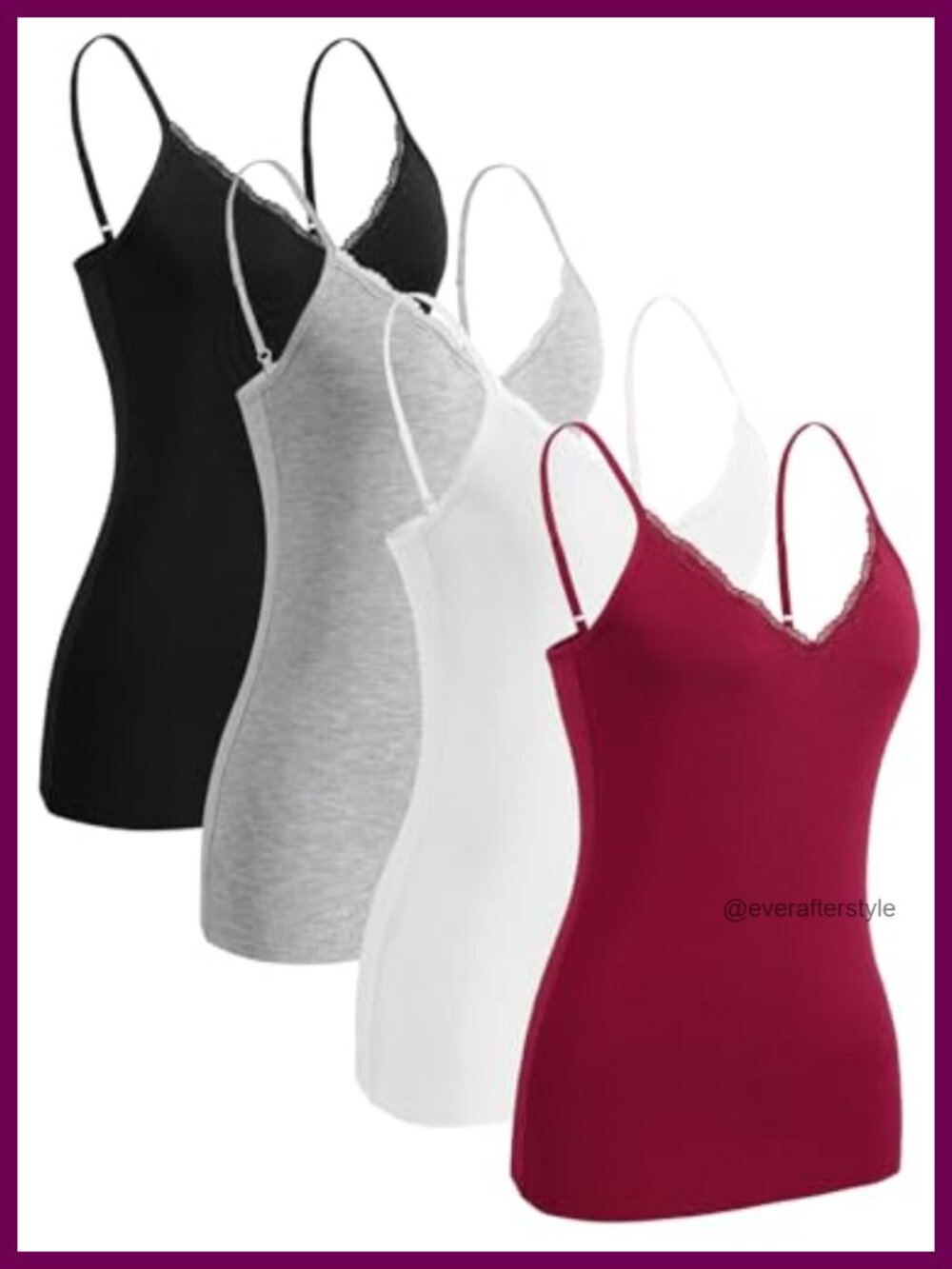 V Neck Lace Camisole Adjustable Spaghetti Strap Layer Tank Top